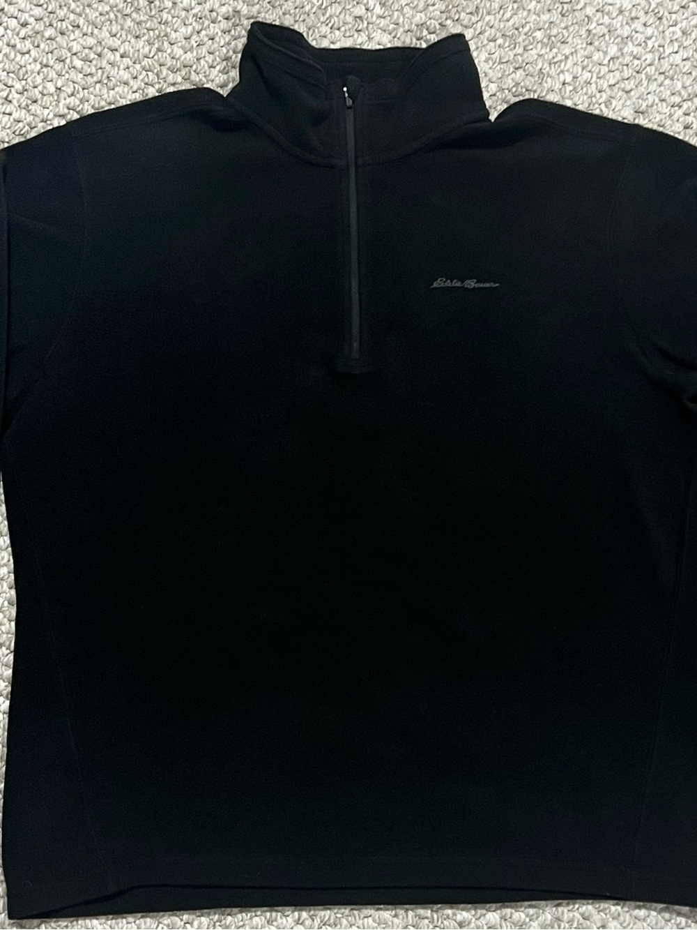 Eddie Bauer Men's Size Large Black Long Sleeve 1/4 Zip Fleece Pullover Top